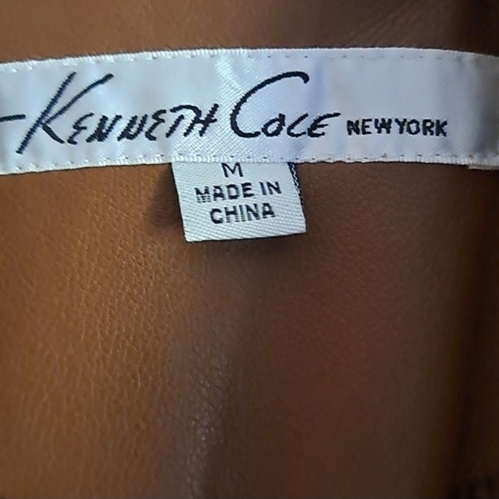 Kenneth Cole Brown Women's New York Belted Button Up Medium Jacket - Picture 8 of 9